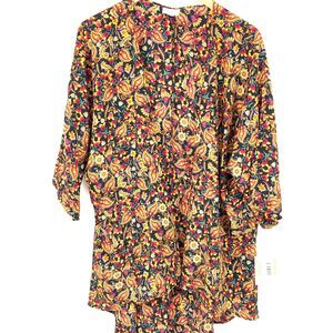 LuLaRoe Lindsay Multicolor Paisley Print Kimono open cover M